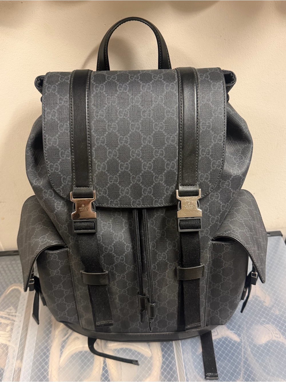 Gucci Black GG Canvas Supreme Backpack - Men's Rucksack